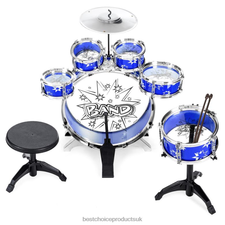 Toy & Game | Best Choice Products11-Piece Kids Beginner Drum Percussion Musical Instrument Toy Set N62R1018 Blue