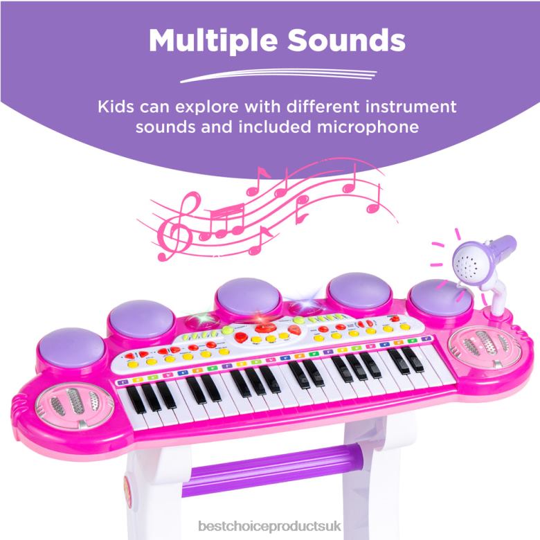 Toy & Game | Best Choice Products37-Key Kids Electric Keyboard w/ Microphone, Stool N62R510 Pink