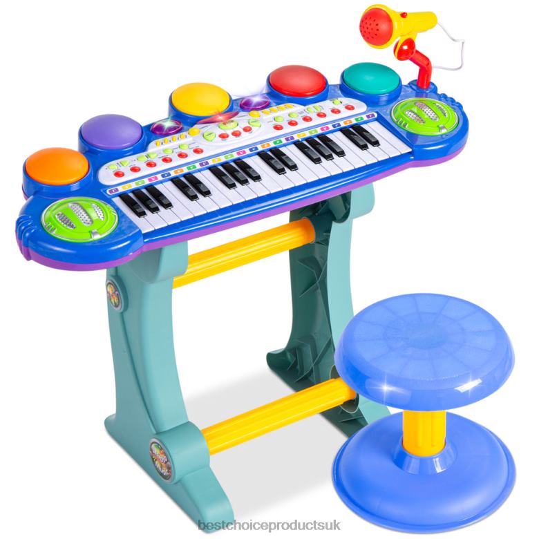 Toy & Game | Best Choice Products37-Key Kids Electric Keyboard w/ Microphone, Stool N62R511 Blue