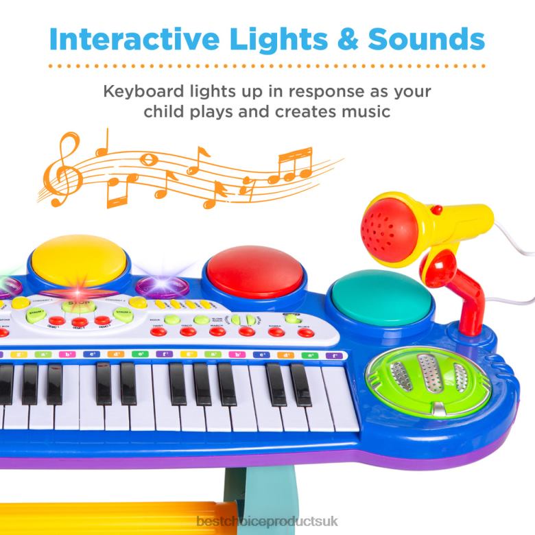 Toy & Game | Best Choice Products37-Key Kids Electric Keyboard w/ Microphone, Stool N62R511 Blue
