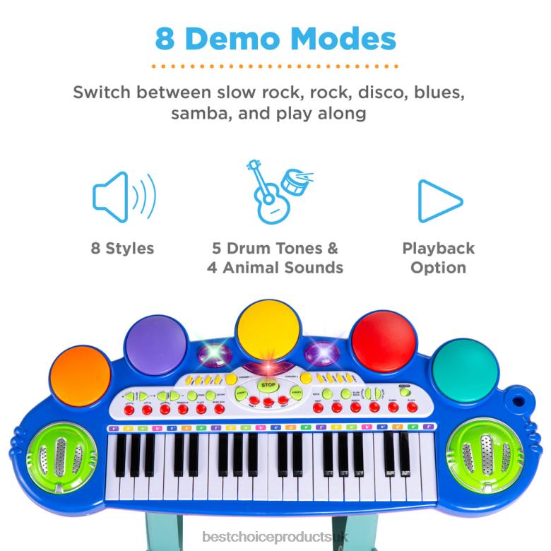 Toy & Game | Best Choice Products37-Key Kids Electric Keyboard w/ Microphone, Stool N62R511 Blue