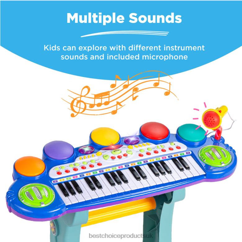 Toy & Game | Best Choice Products37-Key Kids Electric Keyboard w/ Microphone, Stool N62R511 Blue