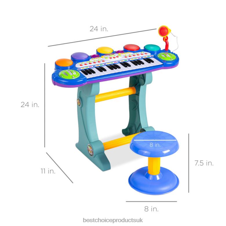 Toy & Game | Best Choice Products37-Key Kids Electric Keyboard w/ Microphone, Stool N62R511 Blue