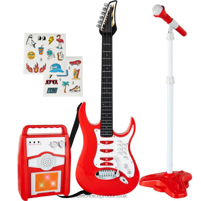 Toy & Game | Best Choice ProductsKids Electric Guitar Toy Play Set w/ 6 Songs, Microphone, Amp N62R283 Red